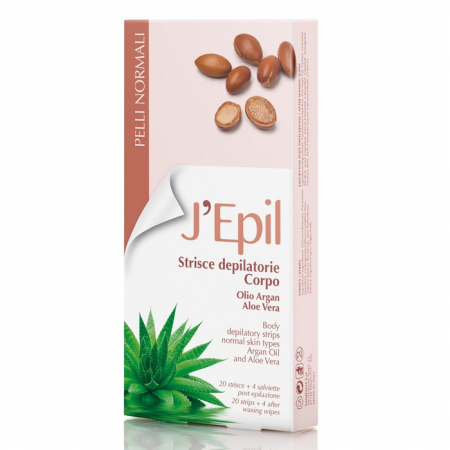 Crema si benzi depilatoare - Xanitalia J'epil Benzi epilatoare pentru corp cu argan si aloe 20buc