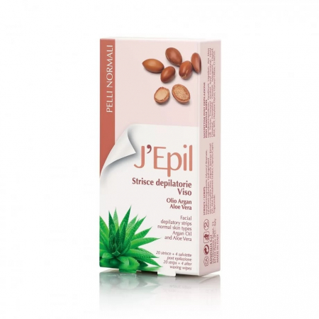 Crema si benzi depilatoare - Xanitalia J'epil Benzi epilatoare pentru fata cu argan si aloe 20buc