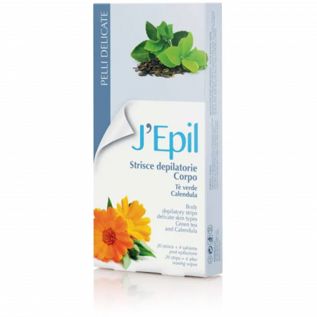 Xanitalia J'epil Benzi epilatoare pentru fata cu ceai verde si galbenele 20buc [1]