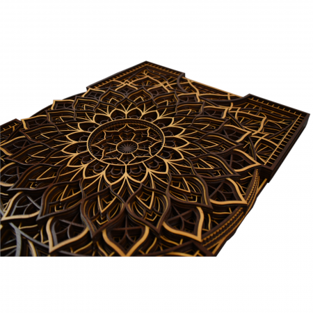 Tablou mandala din lemn - Floare infinita [2]