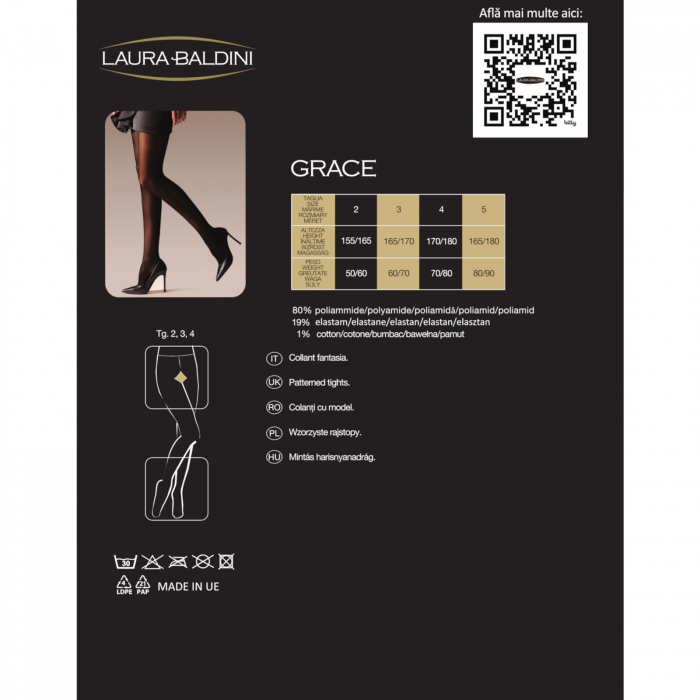 Dres din microfibra 3D cu buline GRACE 40 den, Negru [5]