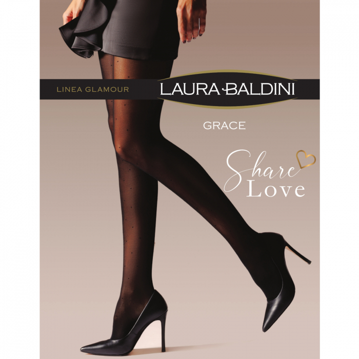 Dres din microfibra 3D cu buline GRACE 40 den, Negru [4]