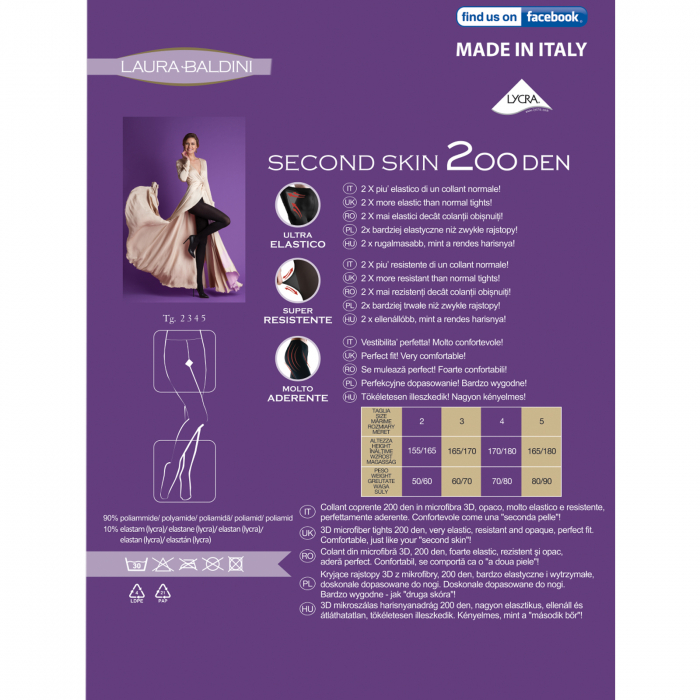 Dres Gros Opac SECOND SKIN 200 den din microfibra 3D, GARANTIE 2 ANI, Negru [5]