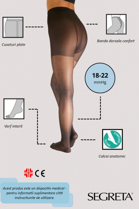Dres medicinal transparent cu compresie medie-mare 18/22 mmHg COLLANT 140 den [2]