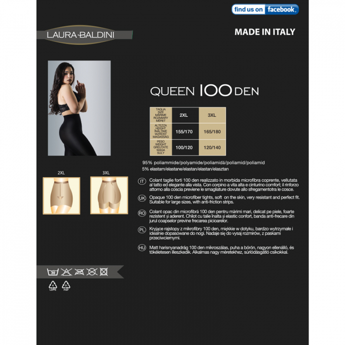 Dres microfibra QUEEN 100 den pentru marimi mari, Negru [10]