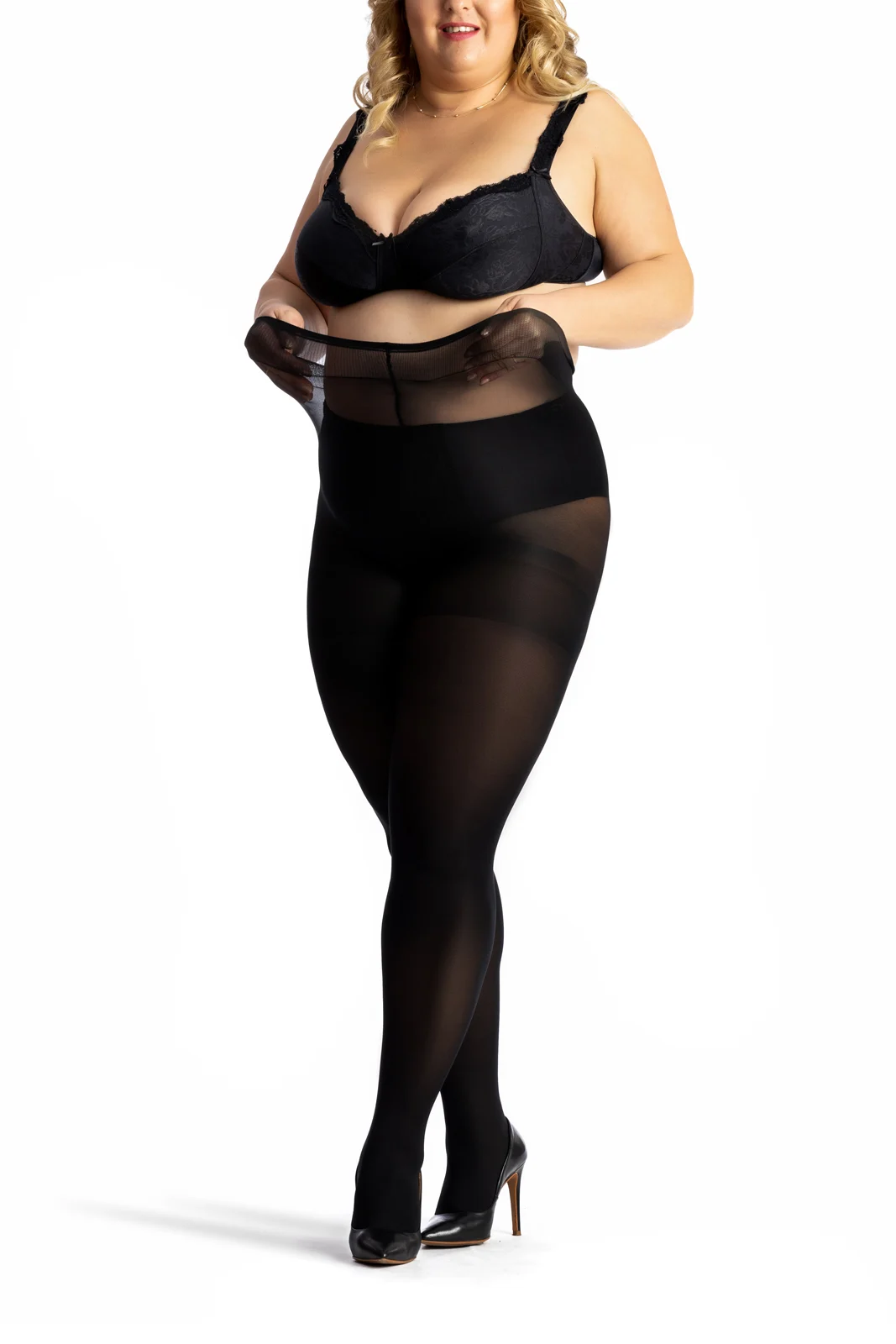 Dres microfibra QUEEN 100 den pentru marimi mari, Negru [2]