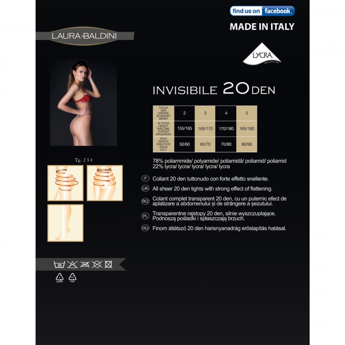 Dres modelator cu chilot transparent INVISIBLE 20 den, Bej [6]