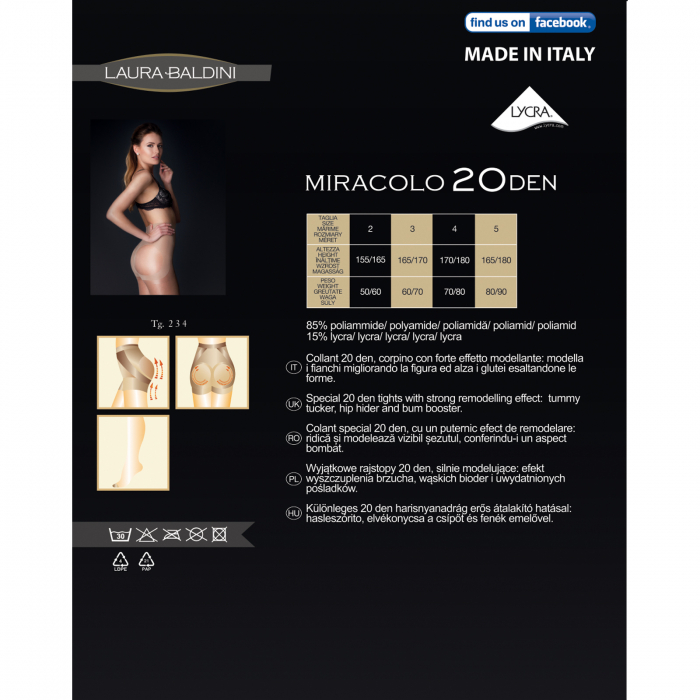 Dres modelator pentru bombarea sezutului MIRACOLO 20 den, Bej [6]