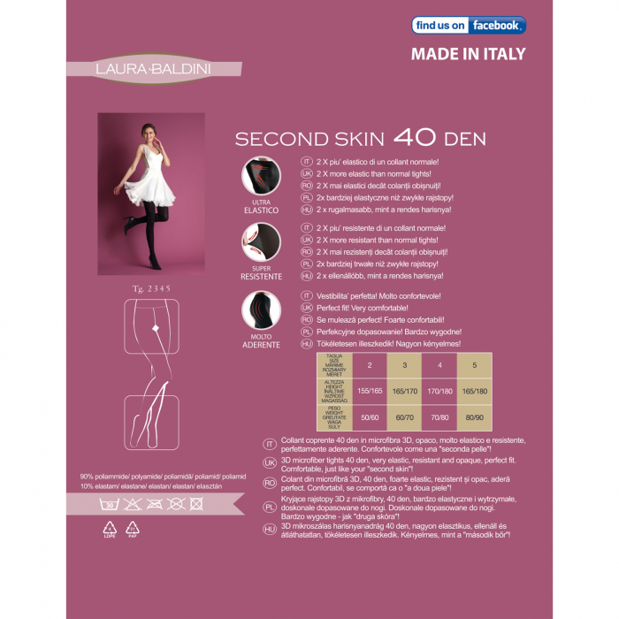 Dres opac SECOND SKIN 40 den din microfibra 3D, GARANTIE 2 ANI, Negru [4]