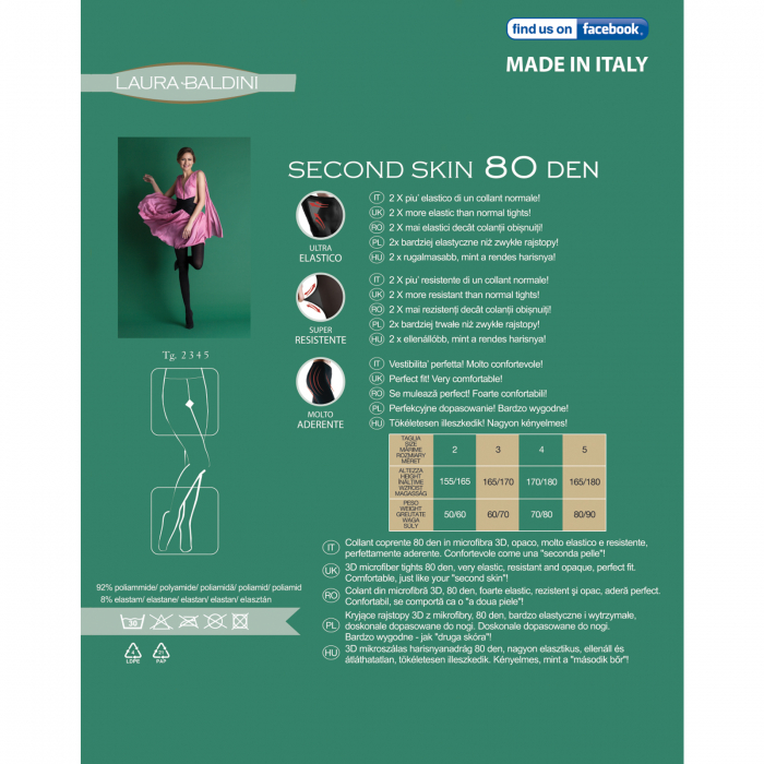 Dres opac SECOND SKIN 80 den din microfibra 3D, GARANTIE 2 ANI, Cafeniu [4]