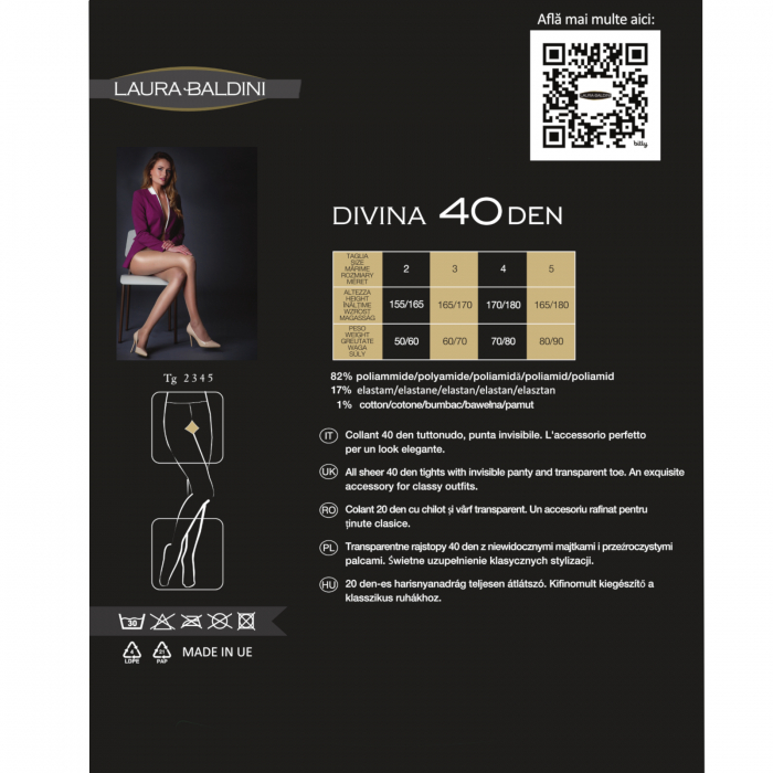 Dres rezistent cu chilot complet transparent DIVINA 40 den, Bej [4]