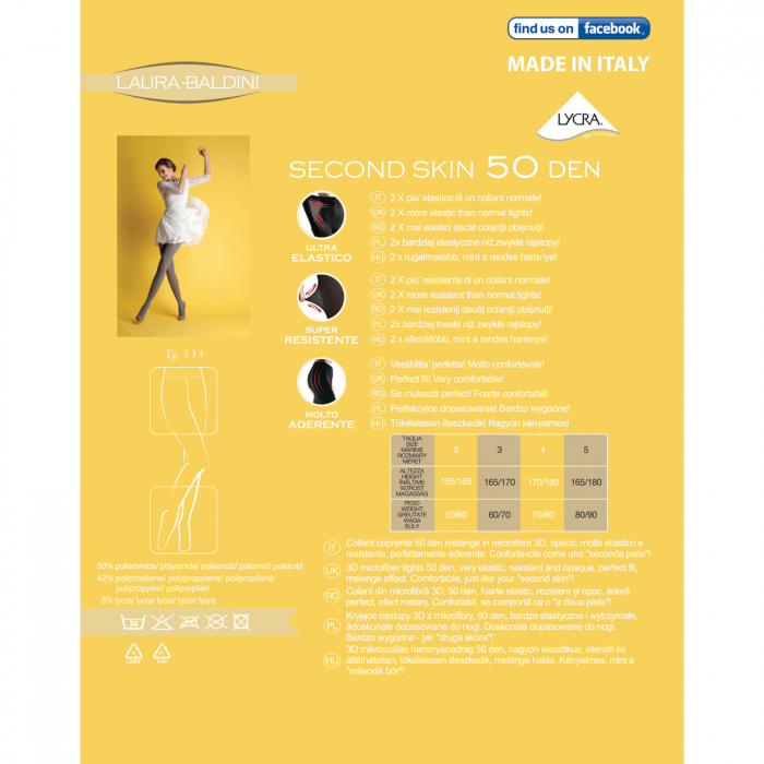 Dres SECOND SKIN MELANGE 50 den din microfibra 3D, GARANTIE 2 ANI, Gri [4]