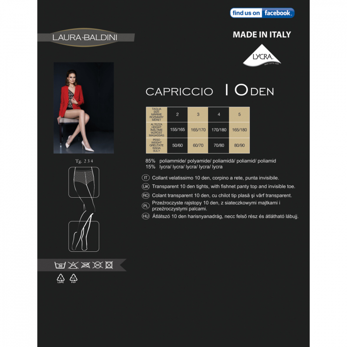 Dres subtire cu varf transparent CAPRICCIO 10 den, Bej [6]