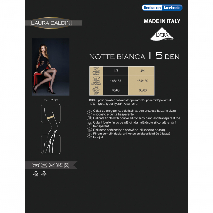 Dres transparent cu banda dantelata NOTTE BIANCA 15 den, Negru [5]