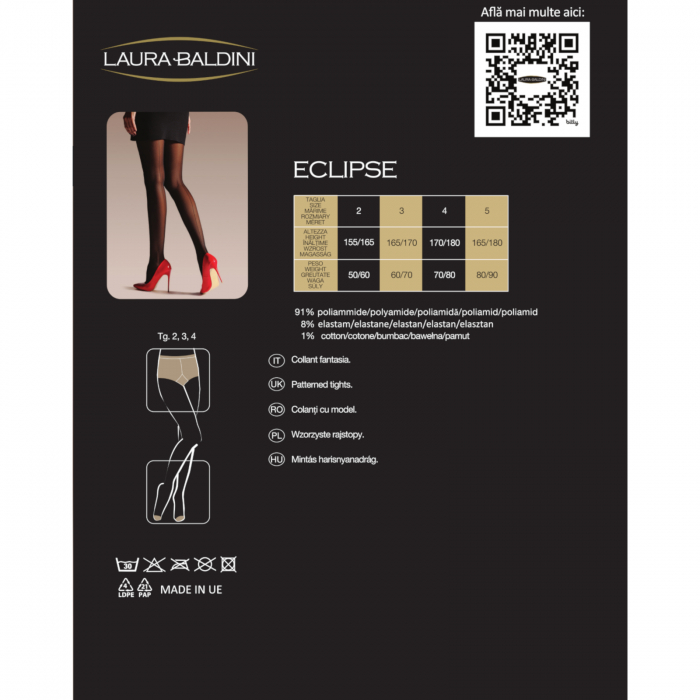 Dres transparent cu chilot bikini si dunga la spate ECLIPSE 20 den, Negru [7]