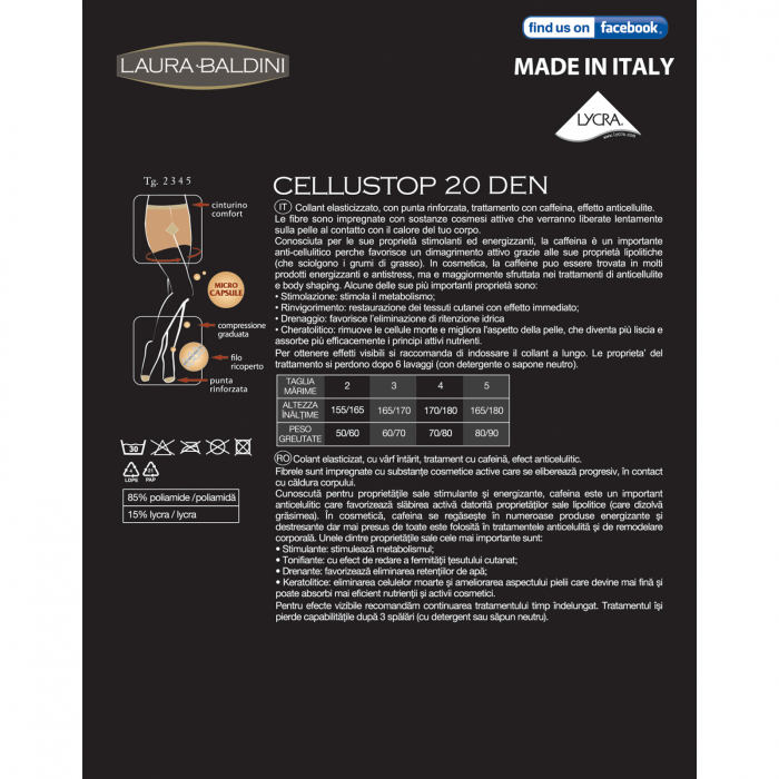Dres transparent cu efect anticelulitic CELLUSTOP 20 den, Bej [4]