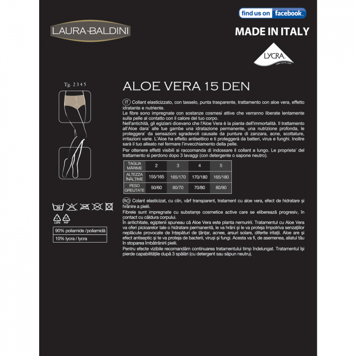 Dres transparent cu efect de hidratare ALOE VERA 15 den, Negru [4]