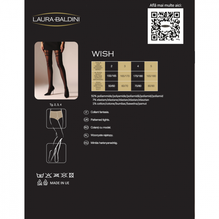 Dres transparent cu model imitatie portjartier WISH 20 den, Negru [5]
