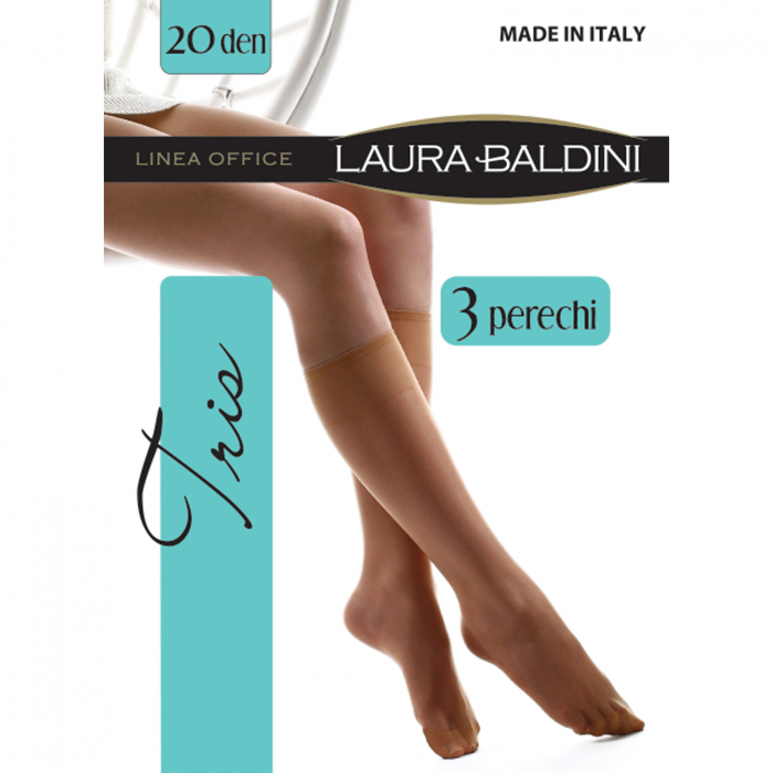 Set 3 sosete transparente lungi fara elastan TRIS 20 den, Bej [4]
