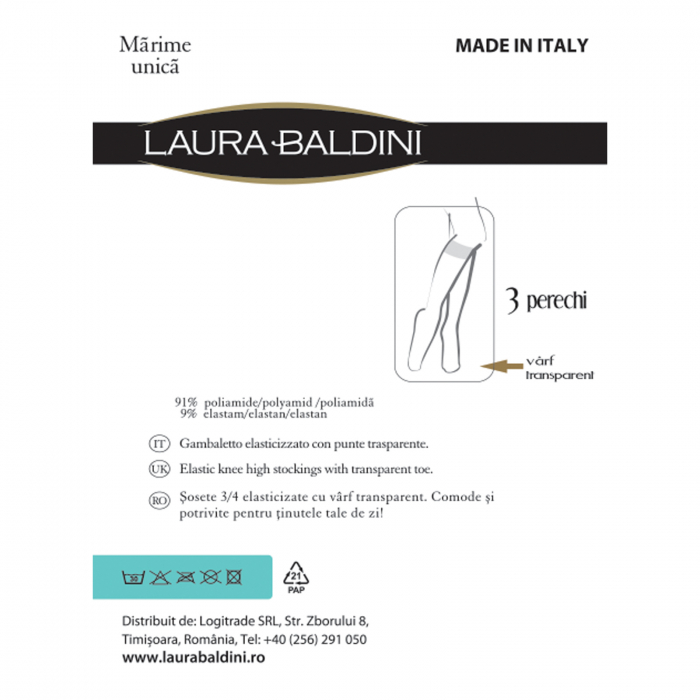 Set 3 sosete transparente lungi fara elastan TRIS 20 den, Bej [5]