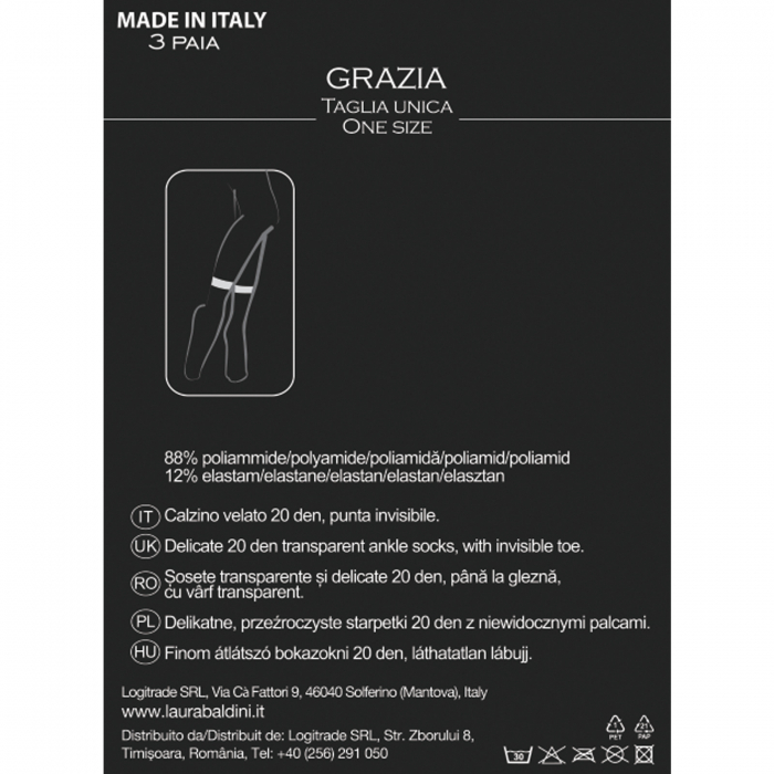 Set 3 sosete transparente scurte GRAZIA 20 den, Bej [5]