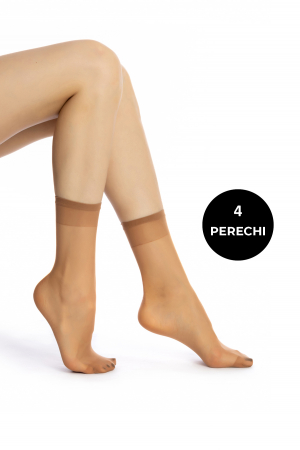 SOSETE - Set 4 sosete transparente scurte QUARTY 20 den, Bej