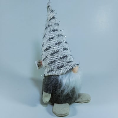 Figurina Craciun, cu pantaloni gri, caciula Alb, Gri, 21 cm, Gri, Alb [4]