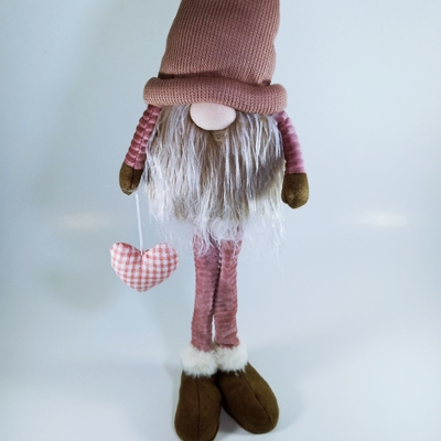 Figurina Craciun, cu pantaloni gri, caciula roz, 45 cm, Multicolor [3]