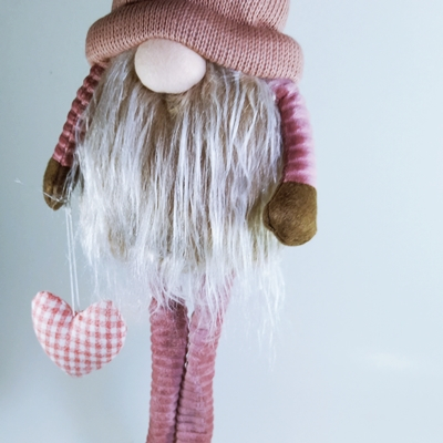 Figurina Craciun, cu pantaloni gri, caciula roz, 45 cm, Multicolor [4]