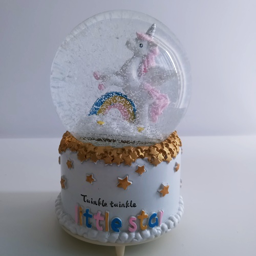 Glob muzical de zapada, model Unicorn cu curcubeu, multicolor, 16 cm [4]