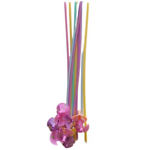 Set 10 bete suport cu rozete  pentru baloane, Multicolor, 42 cm [2]