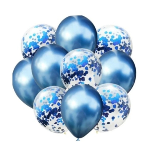 Set 10 baloane transparente cu confetti albastru 30cm [1]