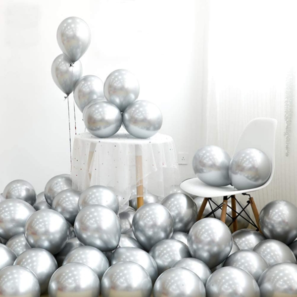 Set 50 baloane cromate , Argintiu, 30 cm [3]