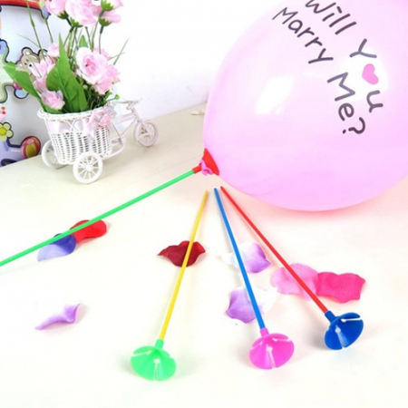 Set 10 bete suport cu rozete  pentru baloane, Multicolor, 42 cm [3]