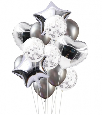 Set 14 Baloane Aniversare, Argintiu, 45 cm [0]