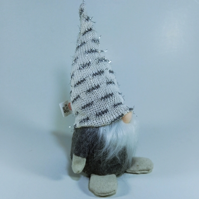 Figurina Craciun, cu pantaloni gri, caciula Alb, Gri, 21 cm, Gri, Alb [3]