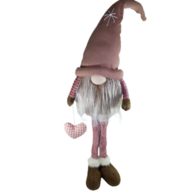 Figurina Craciun, cu pantaloni gri, caciula roz, 45 cm, Multicolor [1]