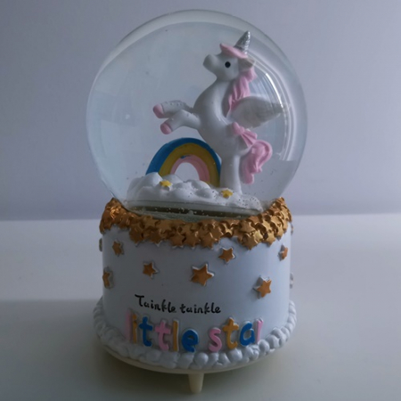 Glob muzical de zapada, model Unicorn cu curcubeu, multicolor, 16 cm [1]