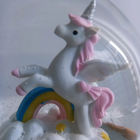 Glob muzical de zapada, model Unicorn cu curcubeu, multicolor, 16 cm [2]