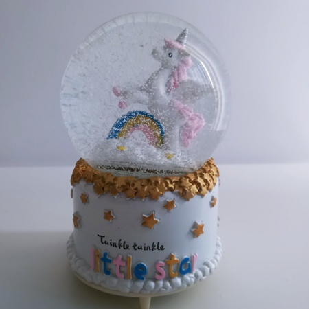 Glob muzical de zapada, model Unicorn cu curcubeu, multicolor, 16 cm [3]