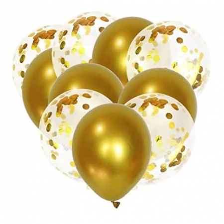 Set 10 baloane cu confetti, culoare auriu, 30 cm [0]
