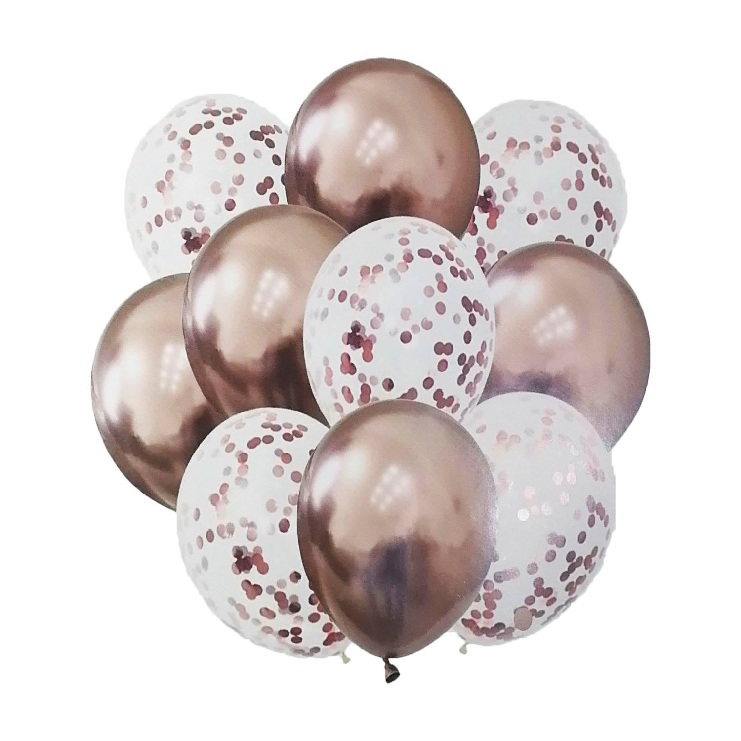 Set 10 baloane cu confeti bronz 30cm