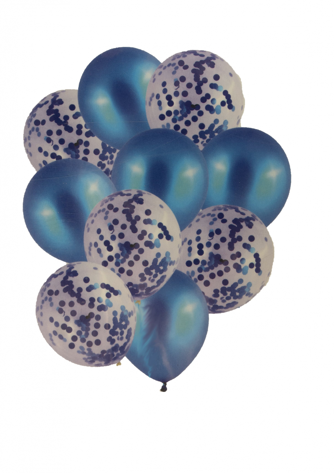 Set 10 baloane cu confetti, culoare albastru, 30 cm