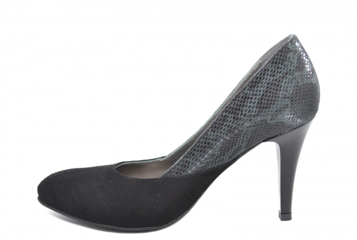 Pantofi cu toc Piele Naturala Negri Moda Prosper Saima D02069 [2]