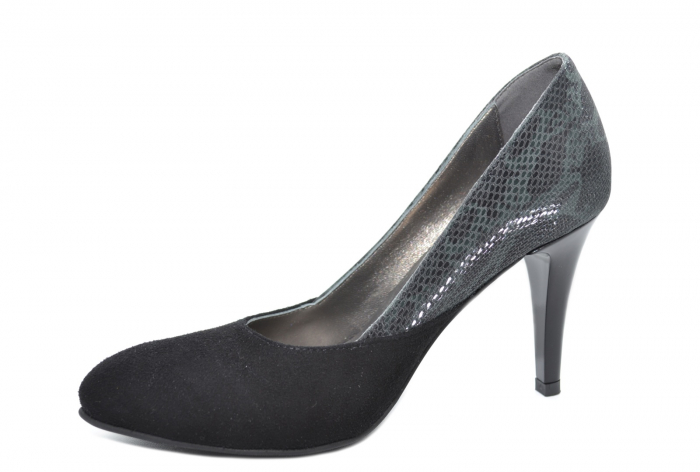 Pantofi cu toc Piele Naturala Negri Moda Prosper Saima D02069 [3]