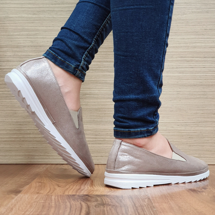 Pantofi Casual Piele Naturala Nude Perlla Esra D02295 [4]