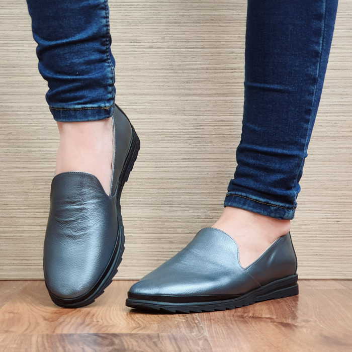 Pantofi Casual Piele Naturala Perlla Gri Estela D02296 [3]
