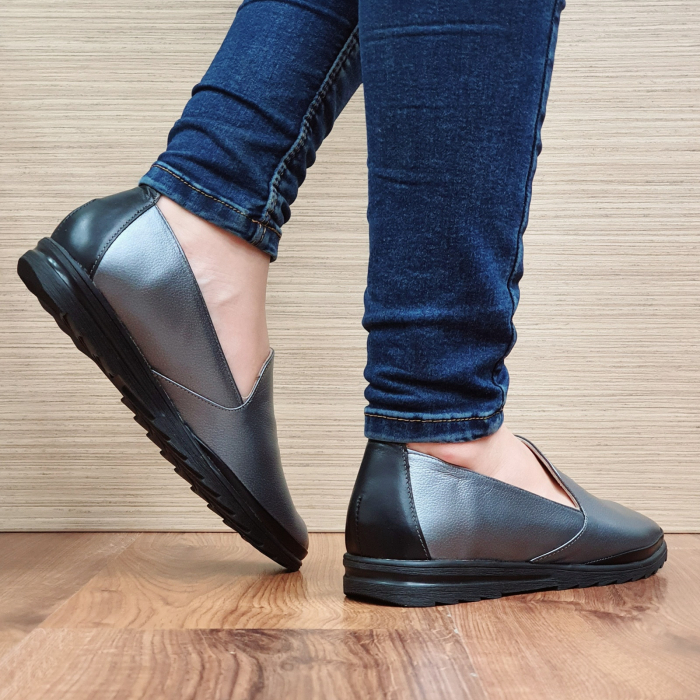 Pantofi Casual Piele Naturala Perlla Gri Estela D02296 [4]