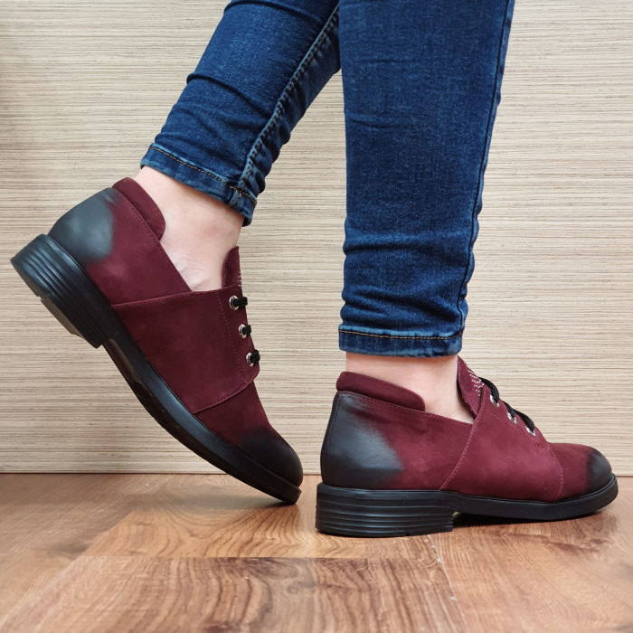 Pantofi Oxford Piele Naturala Grena Perlla Elina D02298 [4]