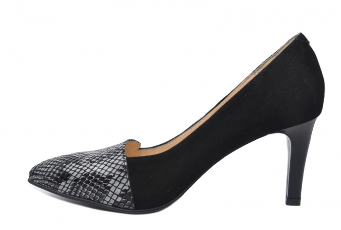 Pantofi cu toc Piele Naturala Negri Perlla Mina D02199 [2]